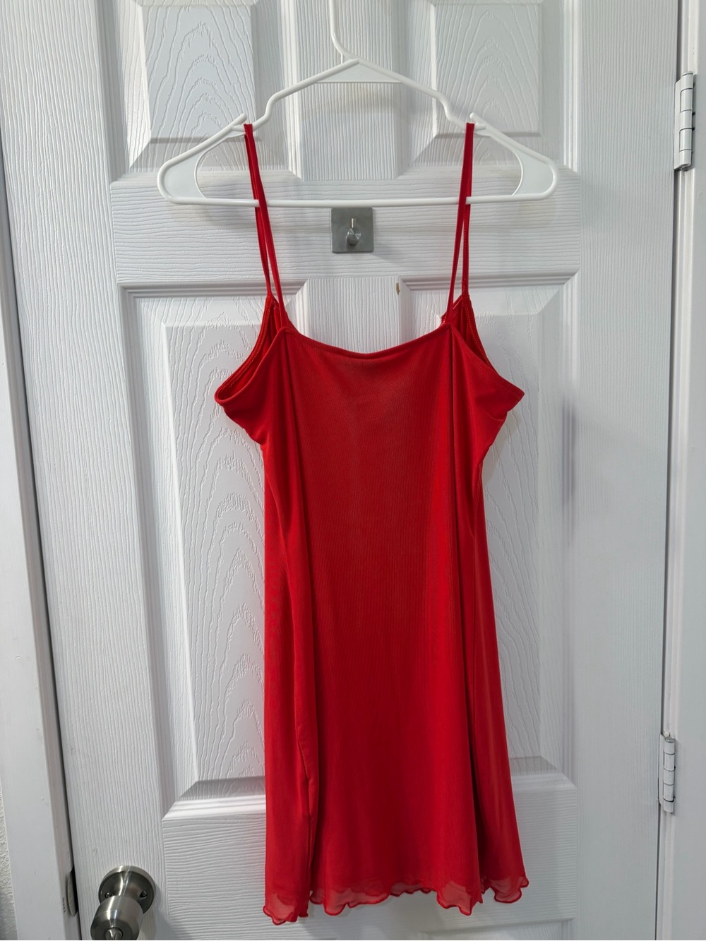 Divided Bright Red Ruffle-Trim Mini Dress - Picture 3 of 3